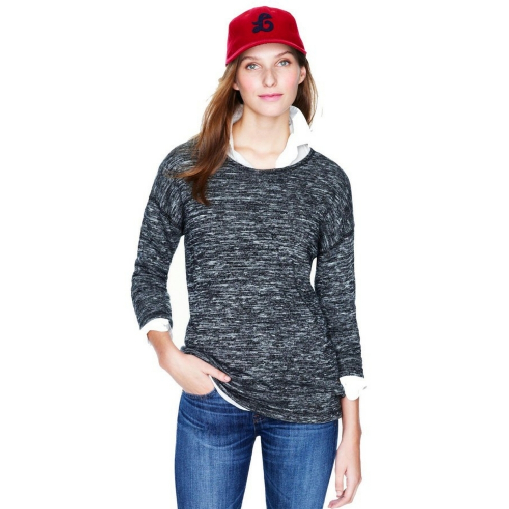J. Crew Gray Heathered Thick Zip Back Sweater - Picture 2 of 6